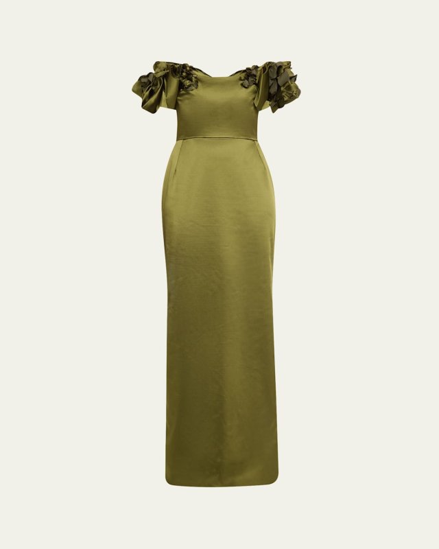 Off-Shoulder Duchess Satin Column Gown
